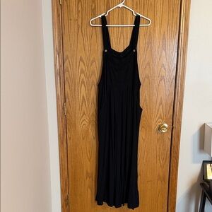 Black linen wide leg jumpsuit